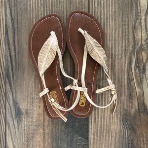 Carlos Santana feather sandals